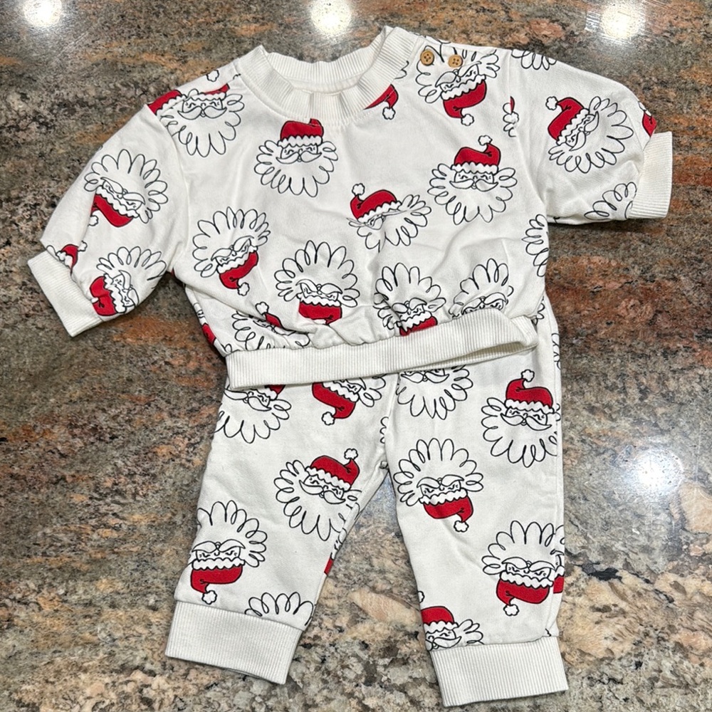 Kids Pajamas with Santa Print - Red and White